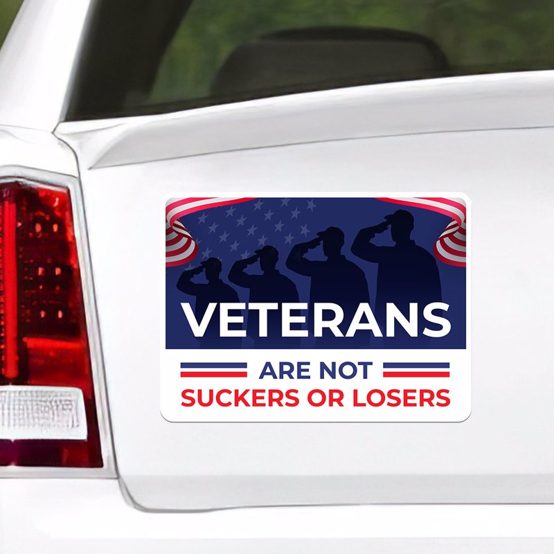 Veterans Are Not Suckers Or Losers Kamala Harris Waterproof Car Decal, Window Sticker, President Election 2024