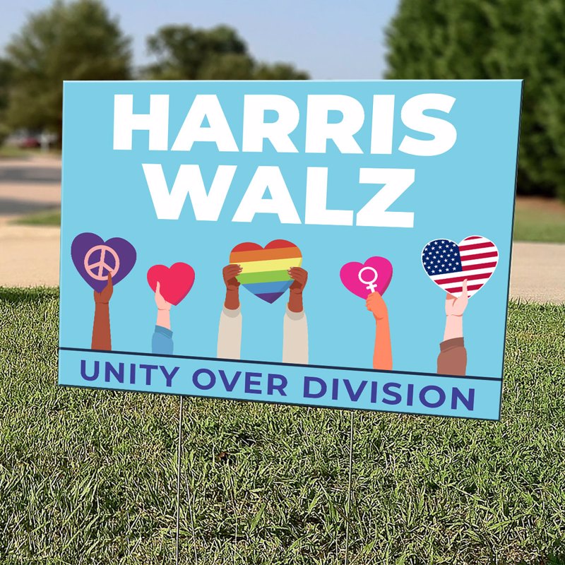 Harris Walz Unity Over Division Yard Sign, Kamala for President, Yard Signs for 2024 Election