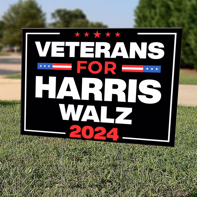 Veterans for Harris Walz Yard Sign, Harris For President 2024, Vote Blue