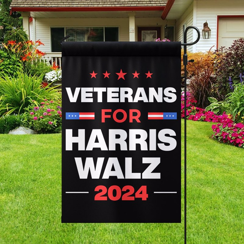 Veterans for Harris Walz Garden Flag, Harris For President 2024, Vote Blue