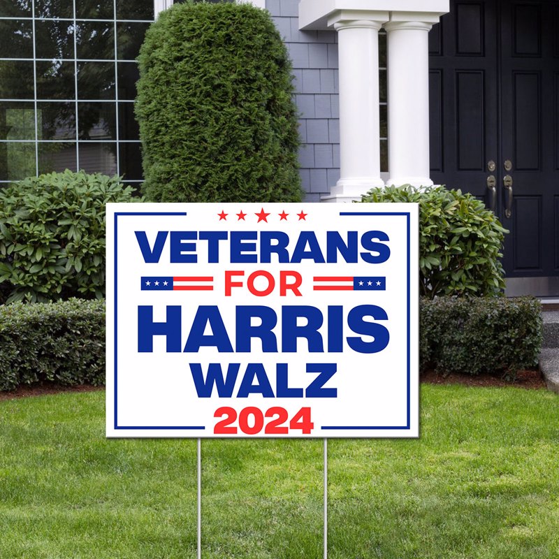 Veterans for Harris Walz Yard Sign, Harris For President 2024, Vote Blue