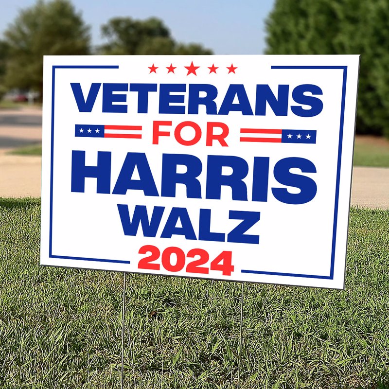 Veterans for Harris Walz Yard Sign, Harris For President 2024, Vote Blue