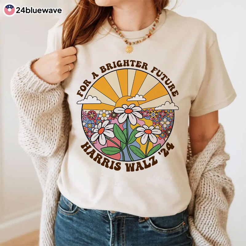 Harris Walz For Brighter Future Sun And Daisy Presidential Election Shirt