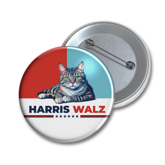 Democrat Cat Harris Walz 2024 Pin Button, Kamala Harris Madam President, Vote Blue