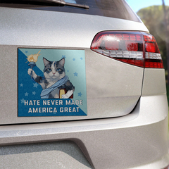 Hate Never Made America Great Car Magnet, Blue Waves, Vote Blue 2024