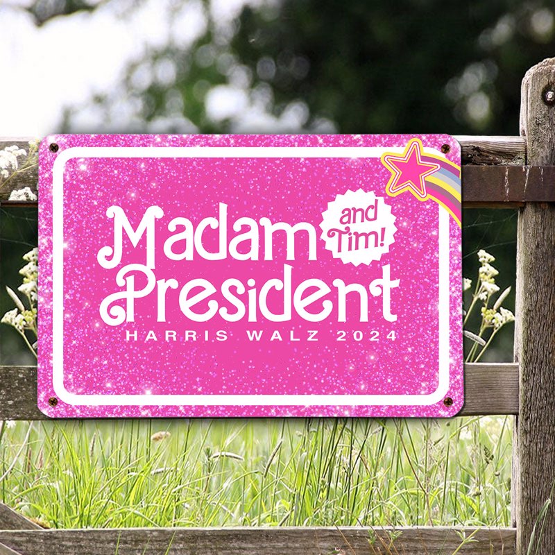 Madam President - Kamala Harris And Tim 2024 Metal Sign