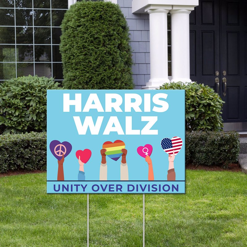 Harris Walz Unity Over Division Yard Sign, Kamala for President, Yard Signs for 2024 Election