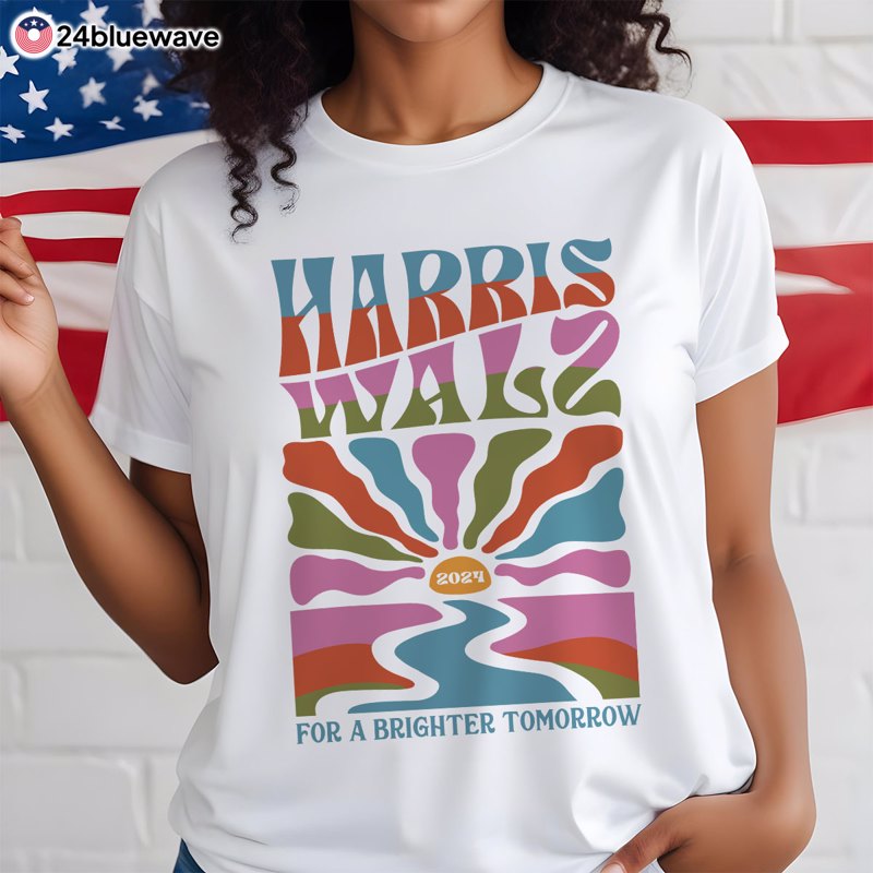 Harris Walz 2024 For A Brighter Tomorrow Colorful Theme Presidential Election Shirt