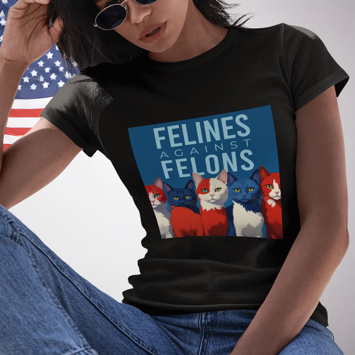 Felines Against Felons Kamala Harris Madam President Shirt, Vote Blue, Democrat