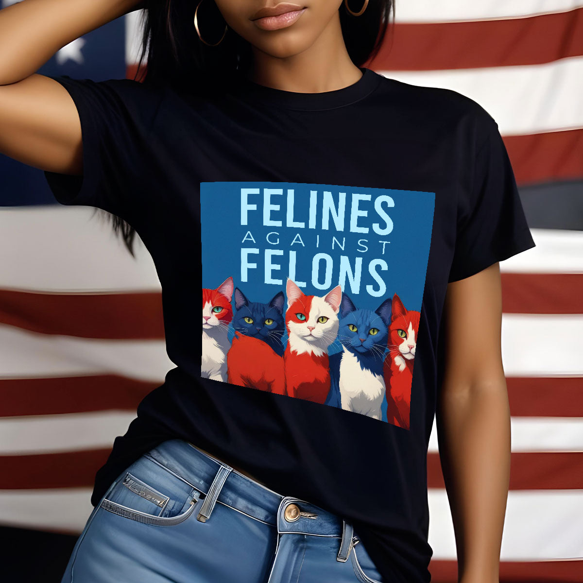 Felines Against Felons Kamala Harris Madam President Shirt, Vote Blue, Democrat