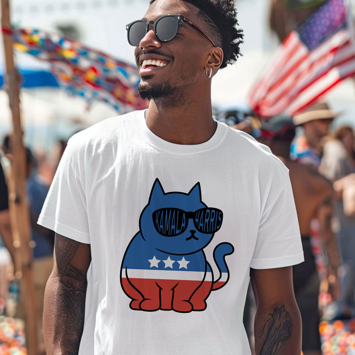 Democrat Cat For Kamala Harris Shirt, Vote Blue, Madam President