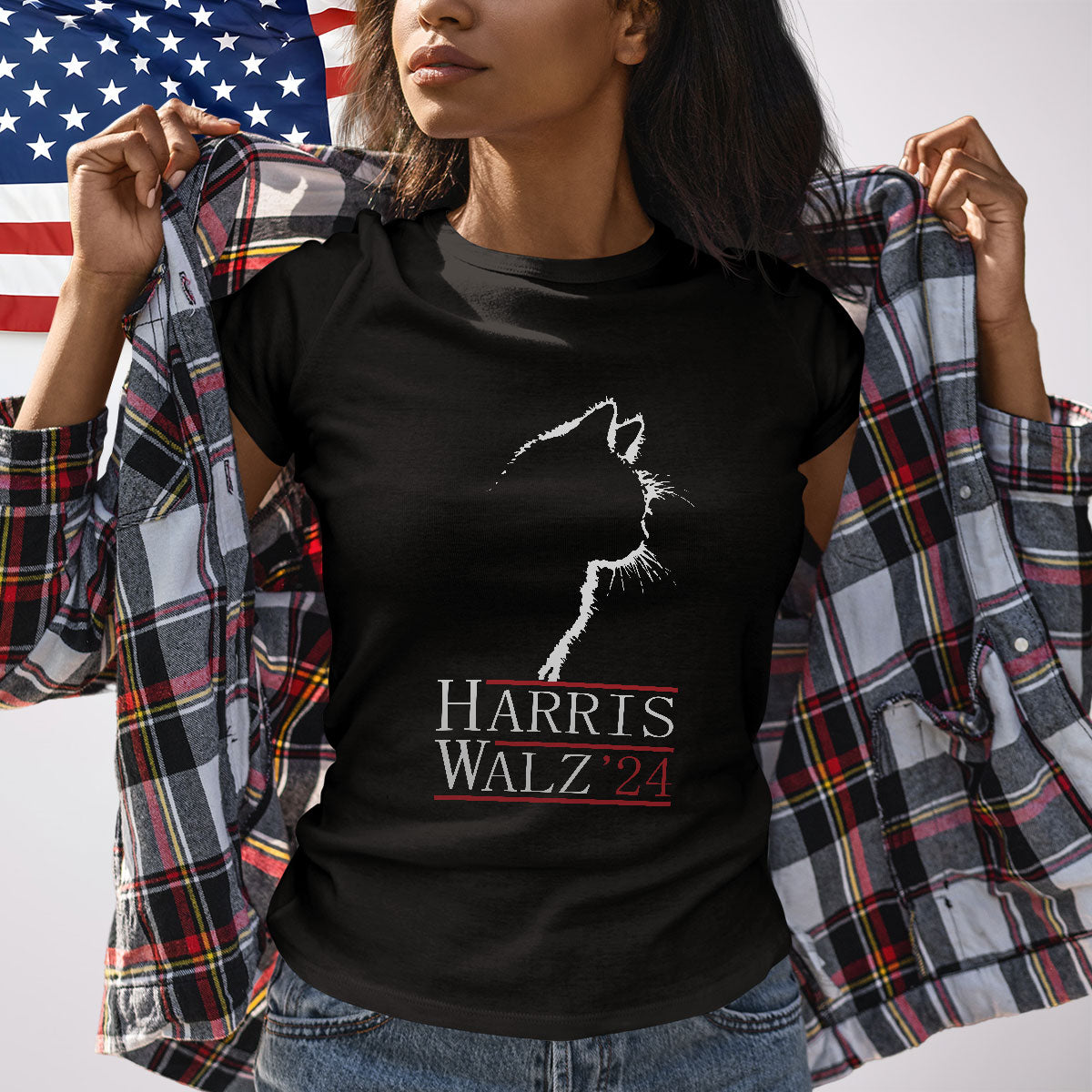 Harris Walz 2024 Shirt, Kamala Harris Tim Walz Tee, Vote Blue Vote Democrat, Feminist Liberal Childless Cat Lady