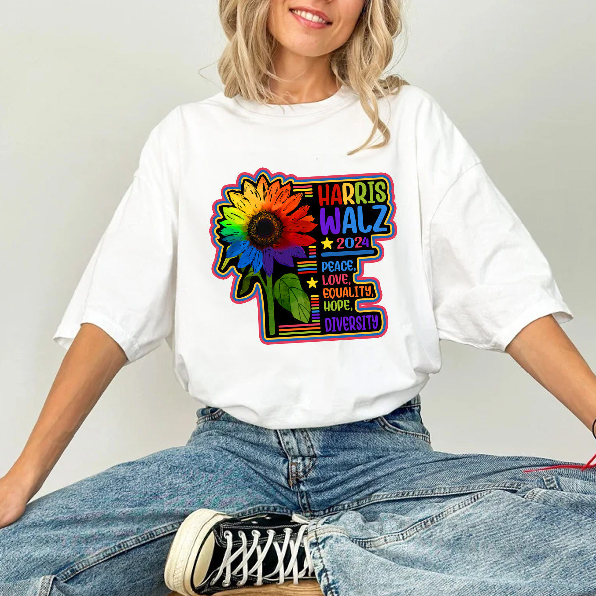 Flower Power Harris Walz 2024 Shirt, Kamala Harris Madam President, Vote Blue