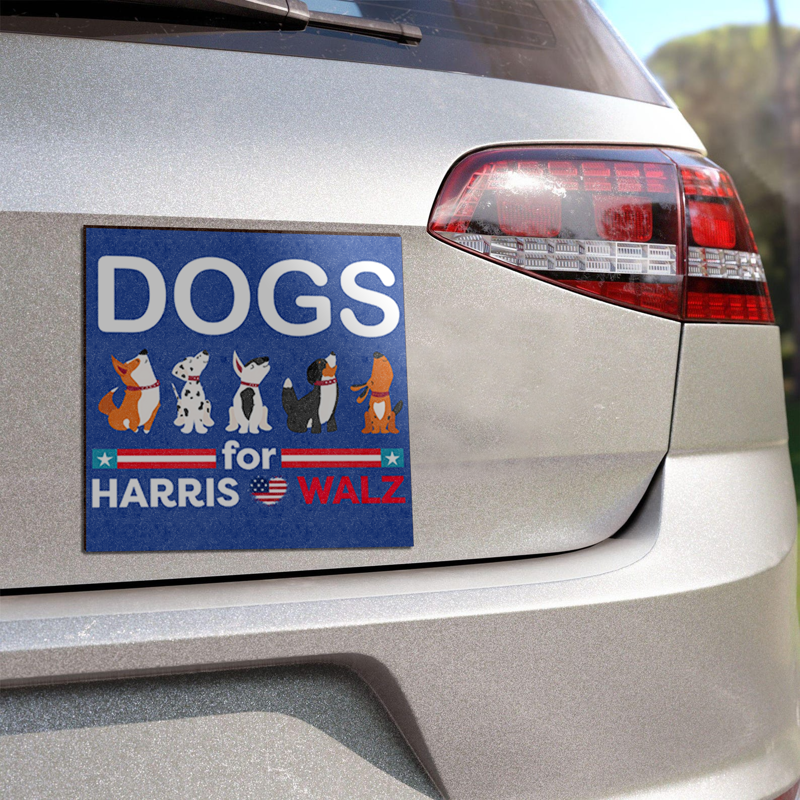 Funny Dog For Harris Walz Car Magnet, Vote Kamala, Harris Walz Supporter