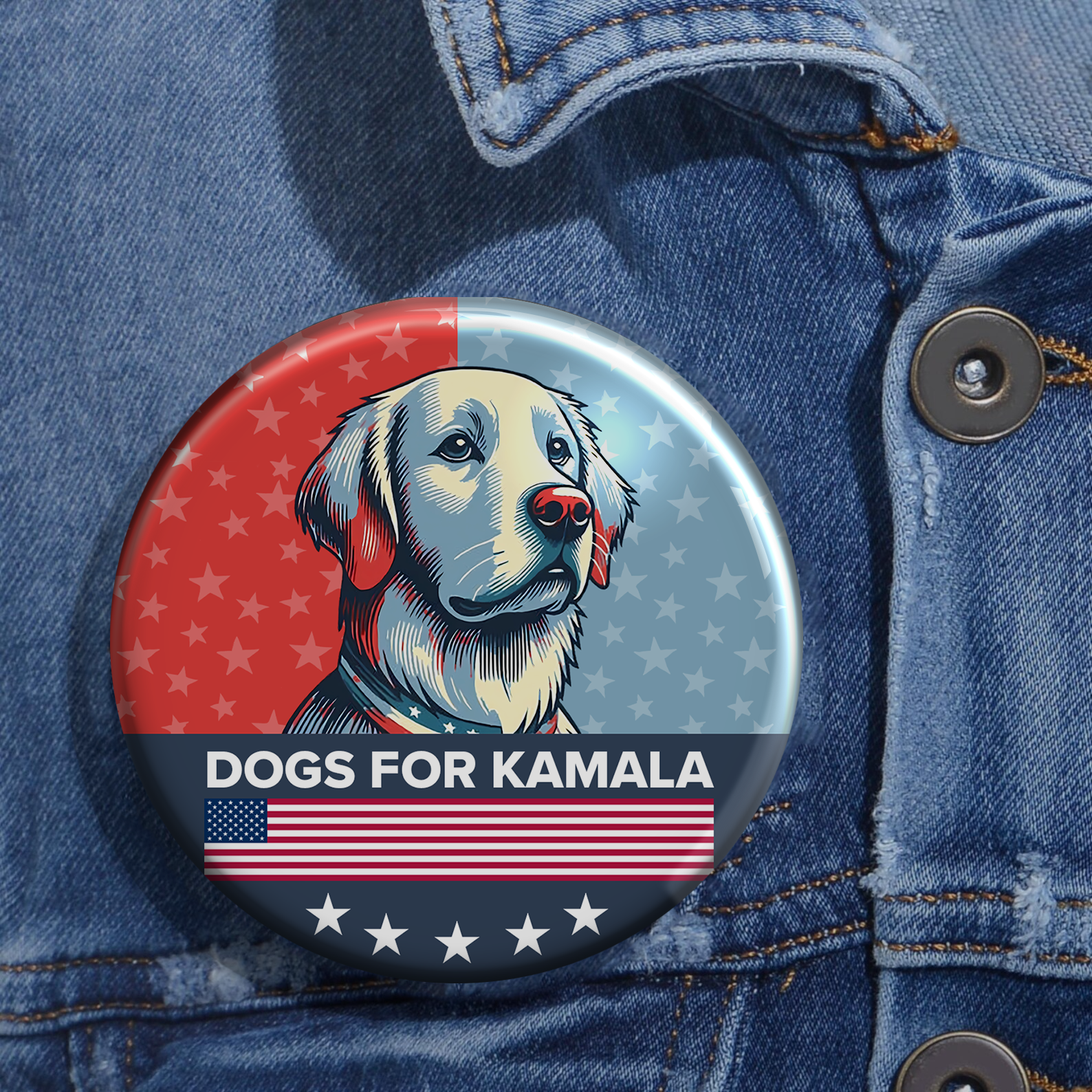 Dogs For Kamala Pin Button, Kamala Harris Madam President, Vote Blue