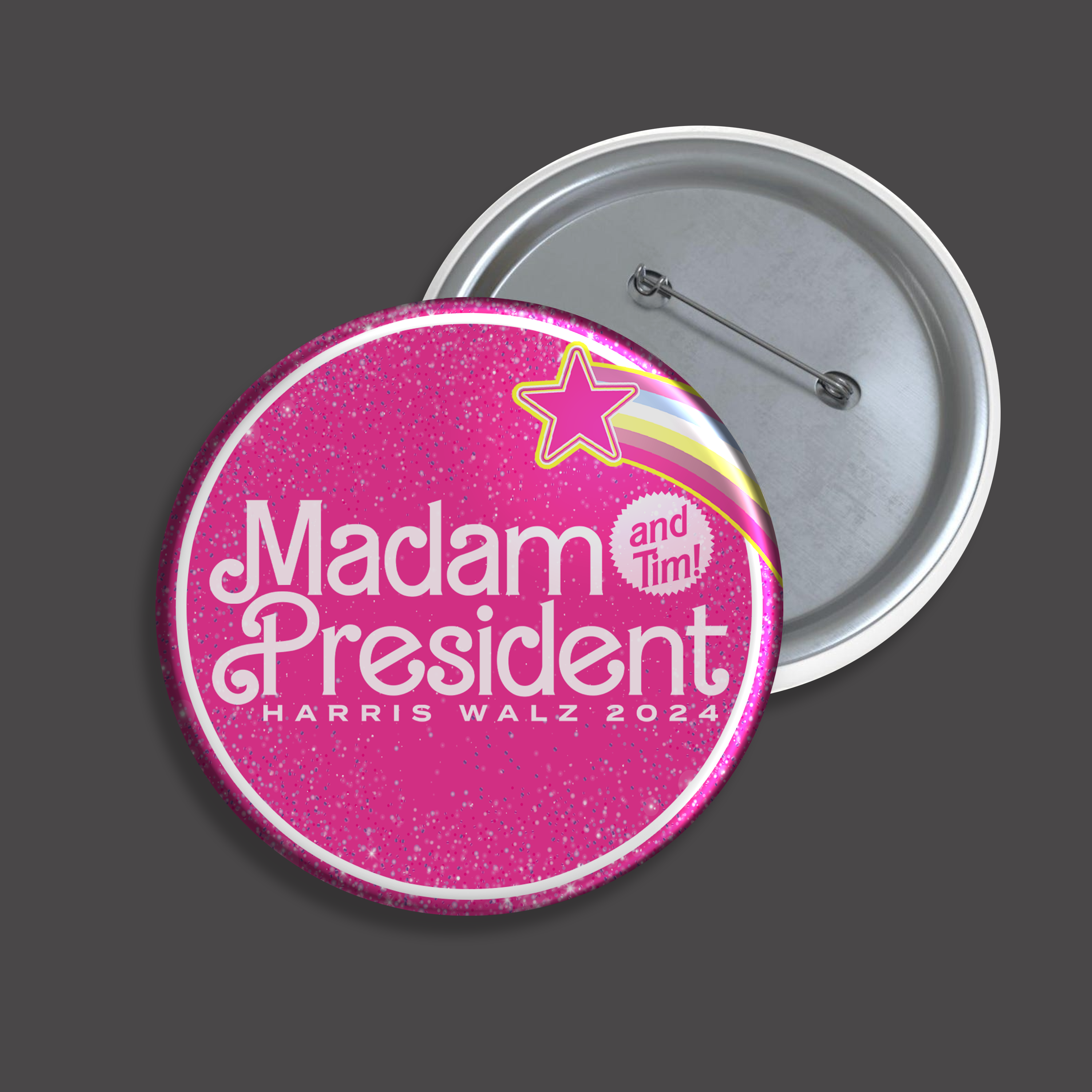 Madam President - Kamala Harris And Tim 2024 Pin Button