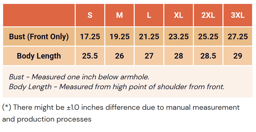 Women Tee Size Chart